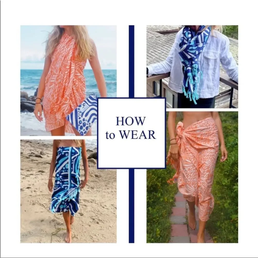 Lilibridge Bahamas Wrap Zebra Cat Blue White Sarong Scarf,Swim Cover Up